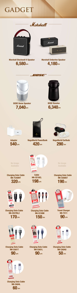 NagaWorld Rewards Gadgets Redemption List
